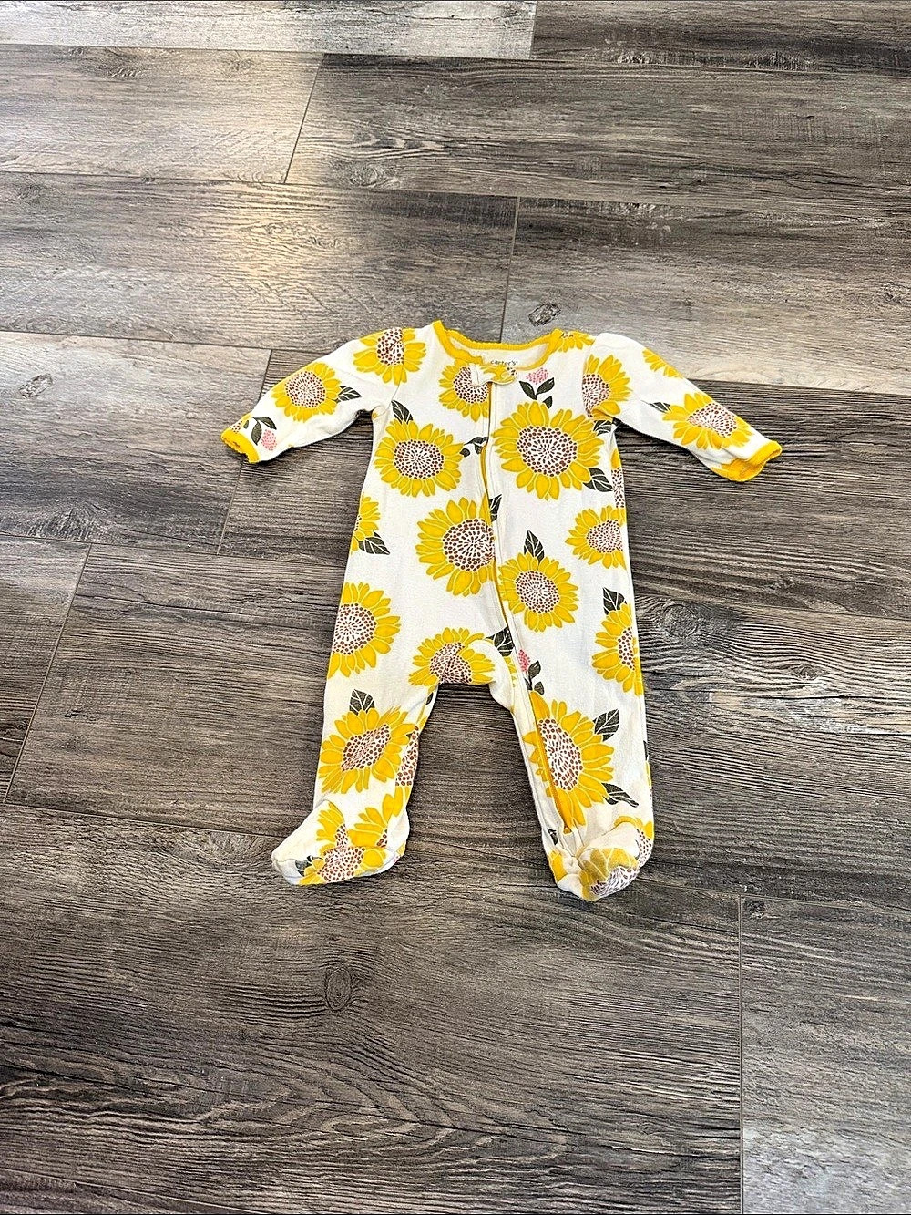 Carter's Sunflower 2-Way Zip Footie Sleep & Play Pajamas Yellow & White Baby 6M